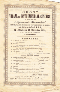 Aankondiging Groot Vocaal en Instrumentaal Concert (1891-12-31), Godert Willem MG (1862-1916)